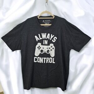 PlayStation Official Always In Control Gaming T-Shirt Gamer Graphic Tee 2X Gray‎